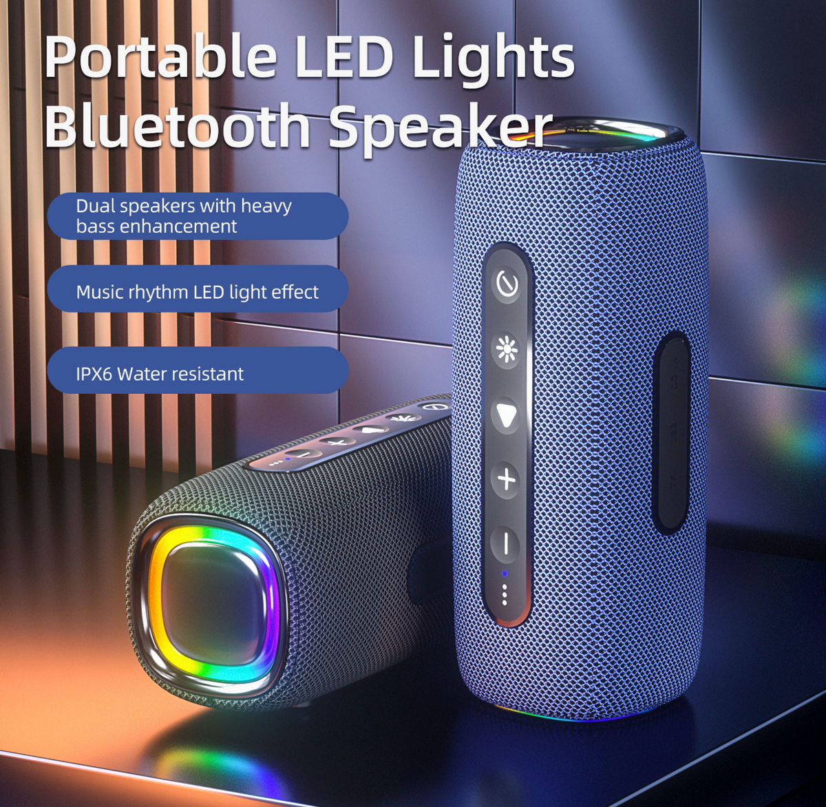 EBS-608 Smart Outdoor Bluetooth Speaker – 20W Wireless Speaker with Colorful LED Lights
