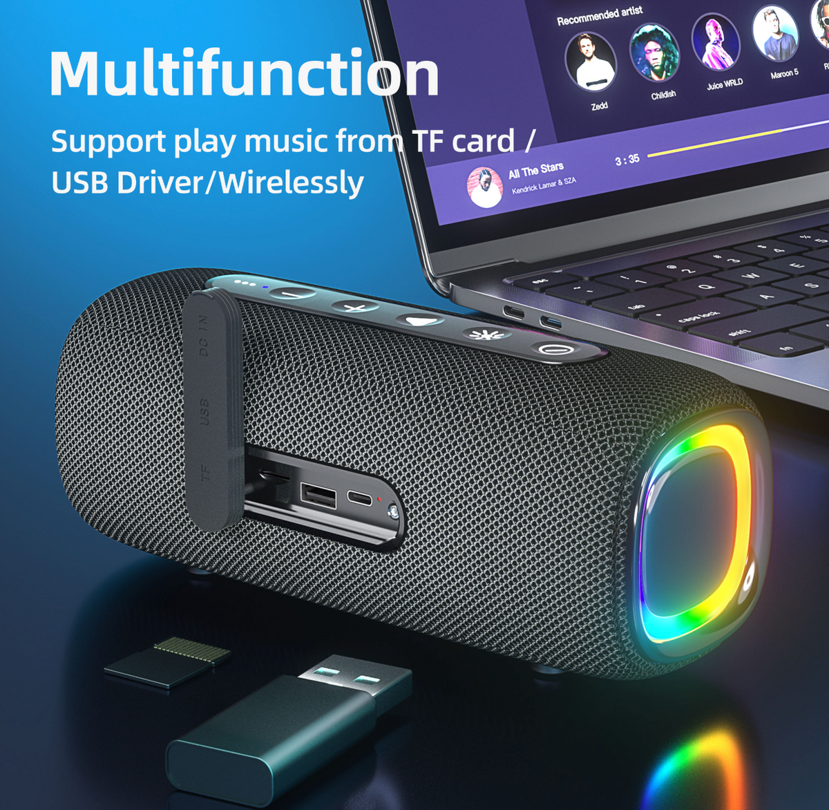 EBS-608 Smart Outdoor Bluetooth Speaker – 20W Wireless Speaker with Colorful LED Lights