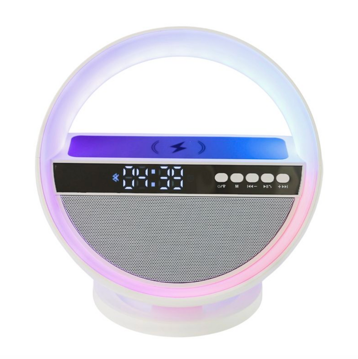 15W Wireless Fast Charging Bluetooth Speaker – Portable Speaker with LED Light & Phone Charger