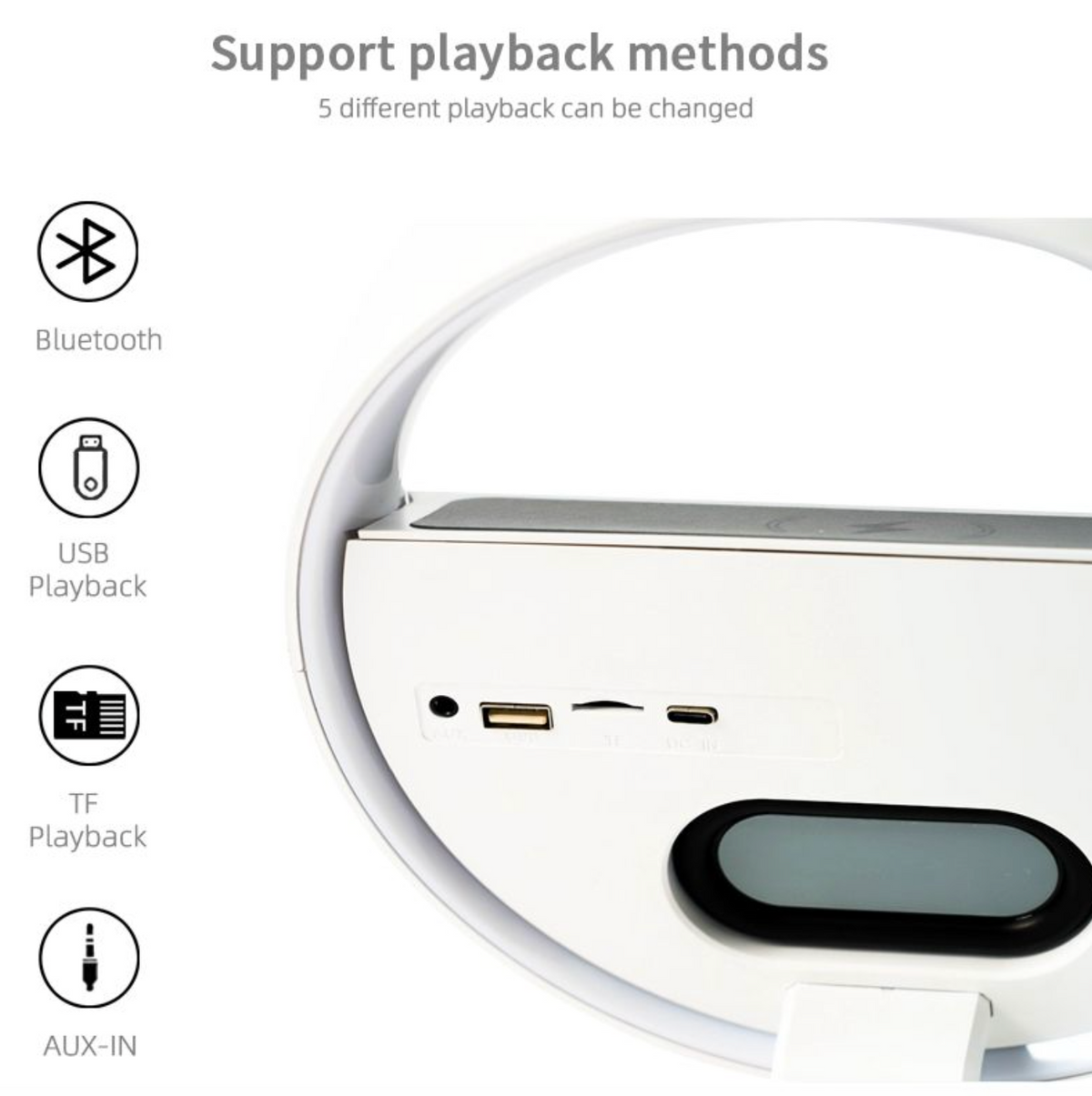 15W Wireless Fast Charging Bluetooth Speaker – Portable Speaker with LED Light & Phone Charger
